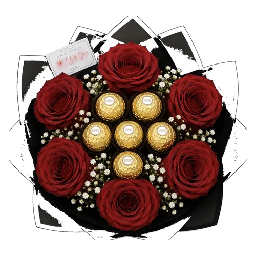 6-rosas-con-6-ferrero Ramo Amor con 6 Rosas y 6 Ferrero - Imagen 1